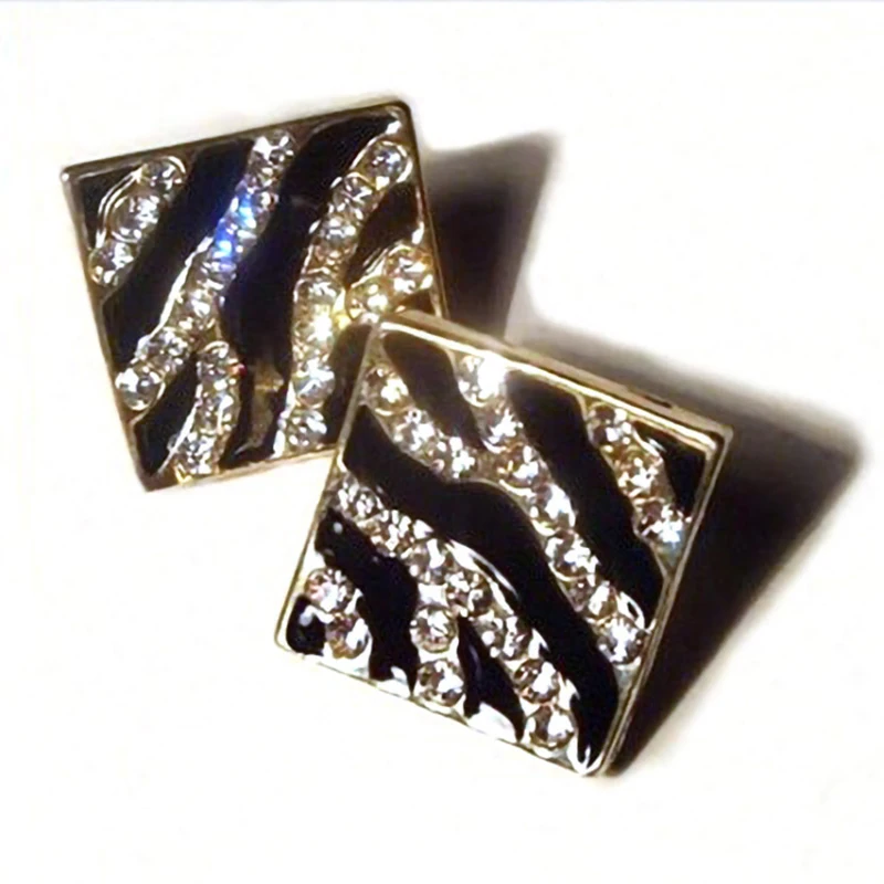 EDS серьги для женщин квадратные гвоздики в полоску зебры металлические Винтажные