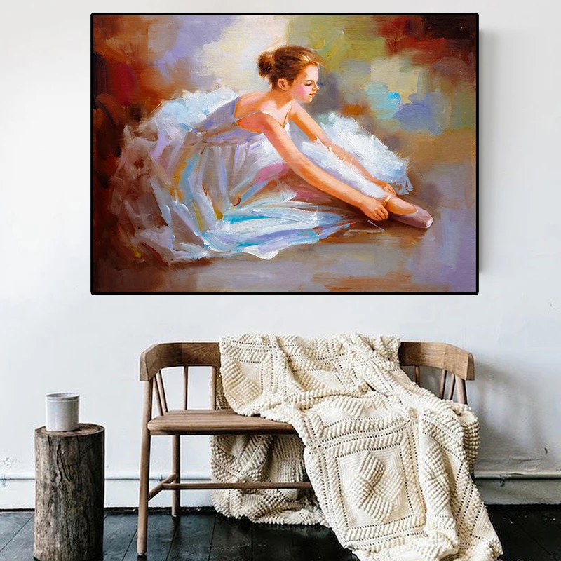 

Abstract Ballet Girl Oil Canvas Painting Dancing Ballerina Posters and Prints Wall Art Cuadros Picture for Living Room Decor