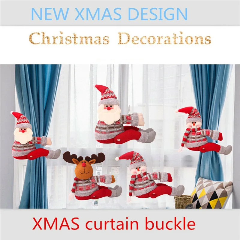 Новый Рождественский мультфильм кукла занавес Пряжка окна декорация подарок