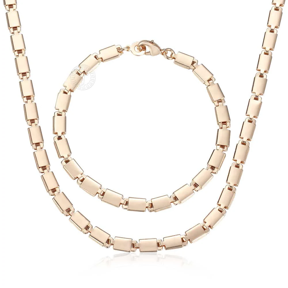 Модный Ювелирный Набор 5 мм для мужчин и женщин 585 цвет розового золота квадратный