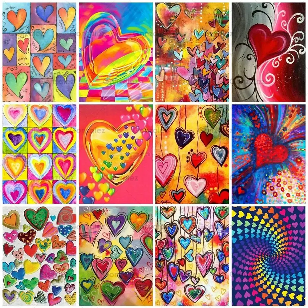 

Heart Pattern 5D Diy Diamond Painting Art Scenery Embroidery Wall Home Decoration Full Drill Mosaic Cross Stitch Handmade Gifts