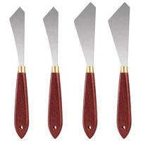 4pcs painting knife set painting mixing scraper stainless steel palette knife painting art spatula with wood handle