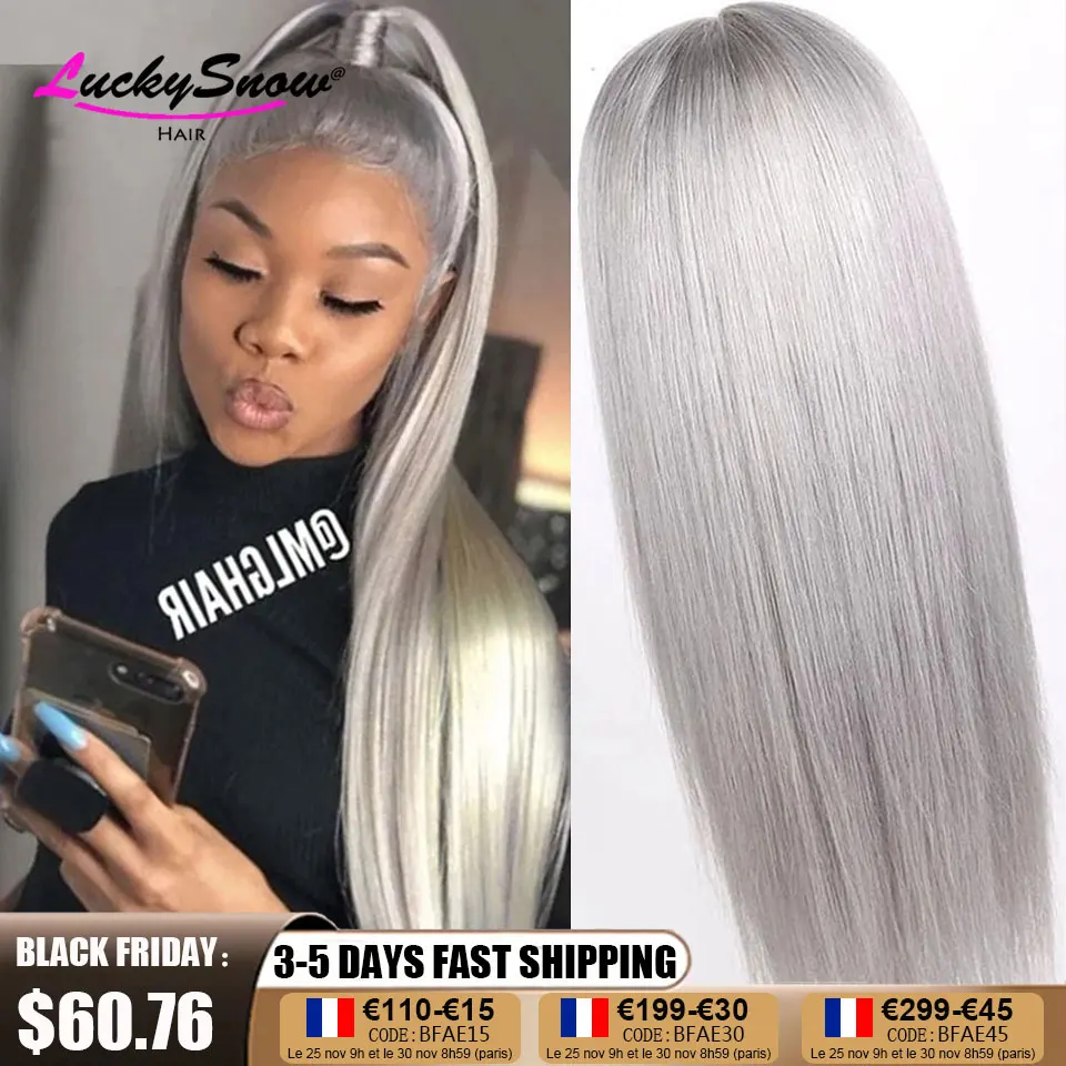 

Парик из серых человеческих волос, парик из серых человеческих волос на сетке спереди, бразильские парики Remy 13x 4, парики из человеческих вол...