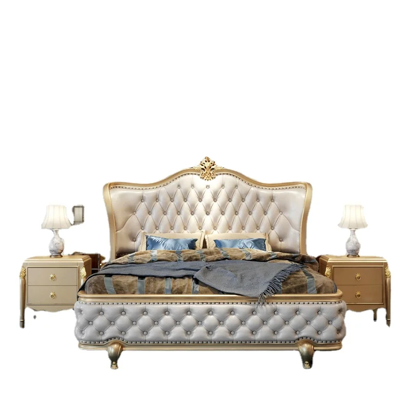 Двуспальная кровать в европейском стиле из кожи 1 8 м|Кровати| |