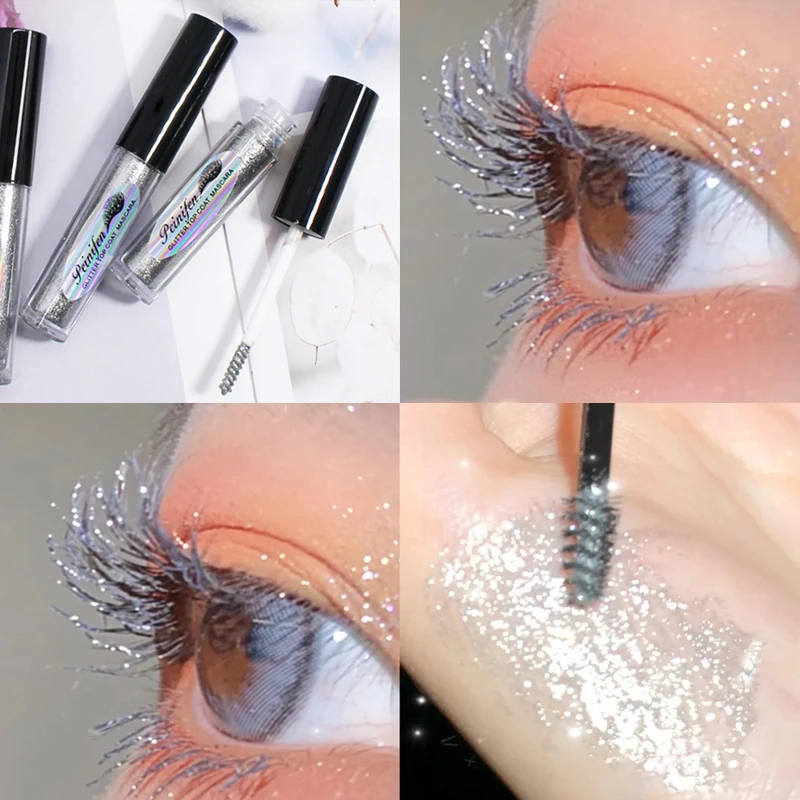 Diamond Glitter Mascara Waterproof Quick-drying Film Broken Diamond Glitter Mascara Curling Thick Shiny Eyelashes Eye Makeup