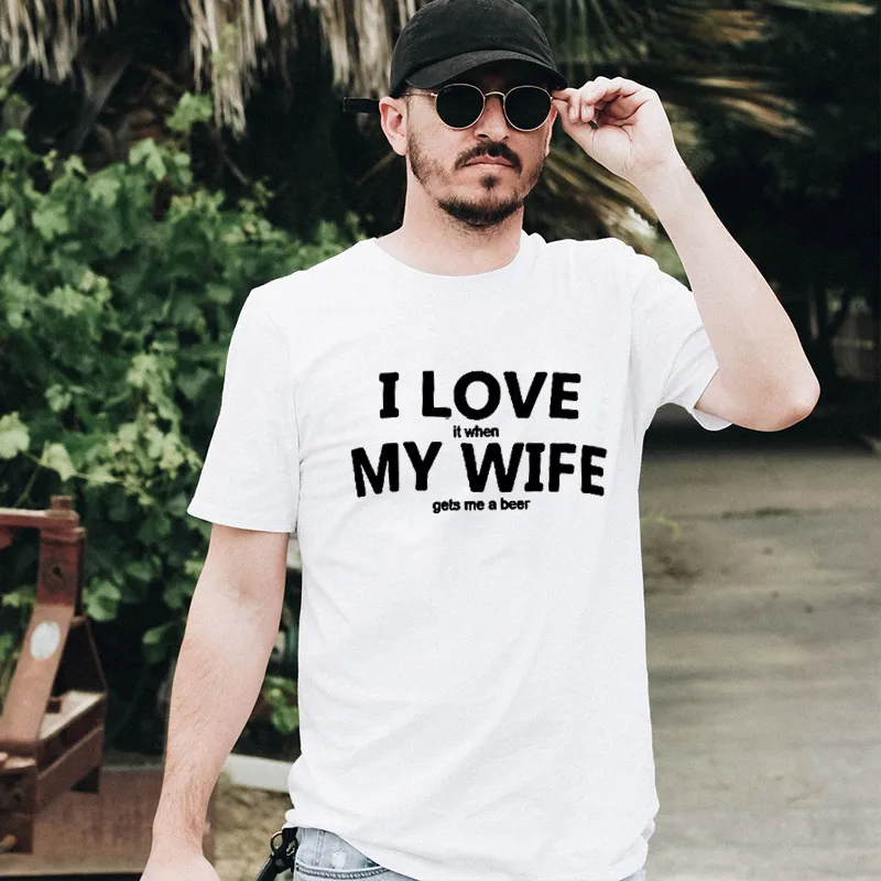 Сезон: весна-лето футболка I Love My Wife забавное пиво Юмор рубашка для мужчин хлопок футболка с коротким рукавом черный серый красный цвет