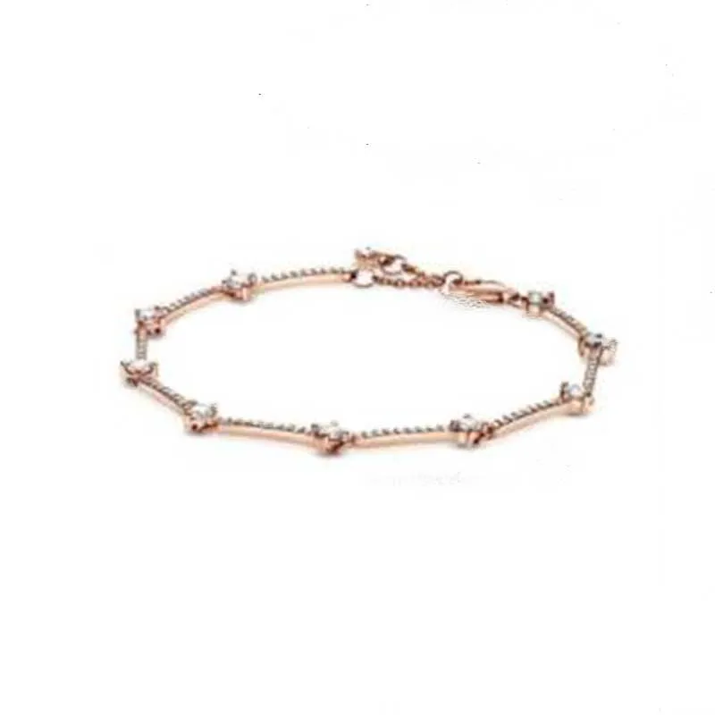 

Blue Sparkling Pave Bars Bracelet 100% 925 Sterling Silver Pave Bars Bracelet Fit Charms Diy Jewelry