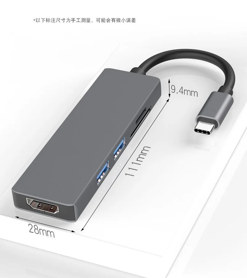 Thunderbolt 3 Hub Usbc Dock USB Type C To HDMI USB3.0 Cable TF SD Card 5IN1 Adapter Splitter for Macbook Pro 2017 Dell XPS 13 | Компьютеры