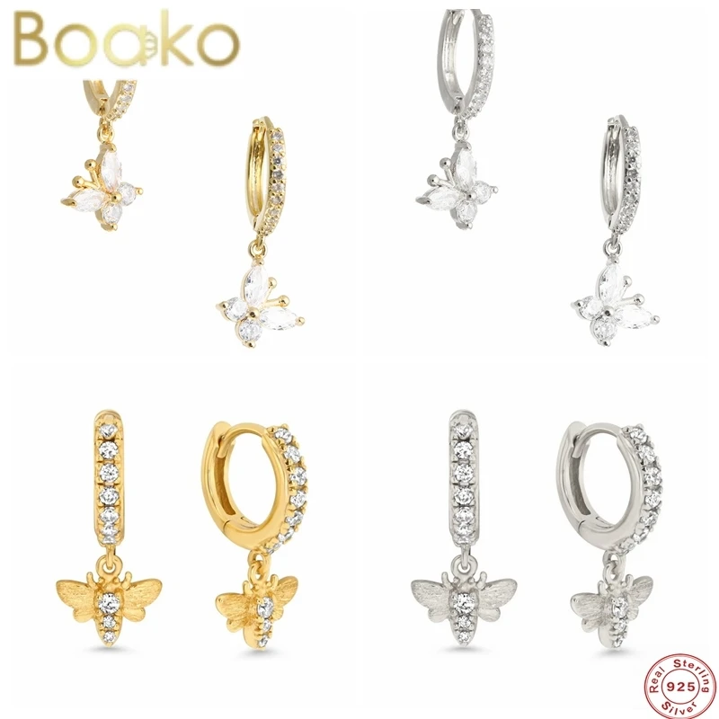 BOAKO 925 браслеты бабочки из серебра высшей пробы циркониевый кулон обруч серьги с