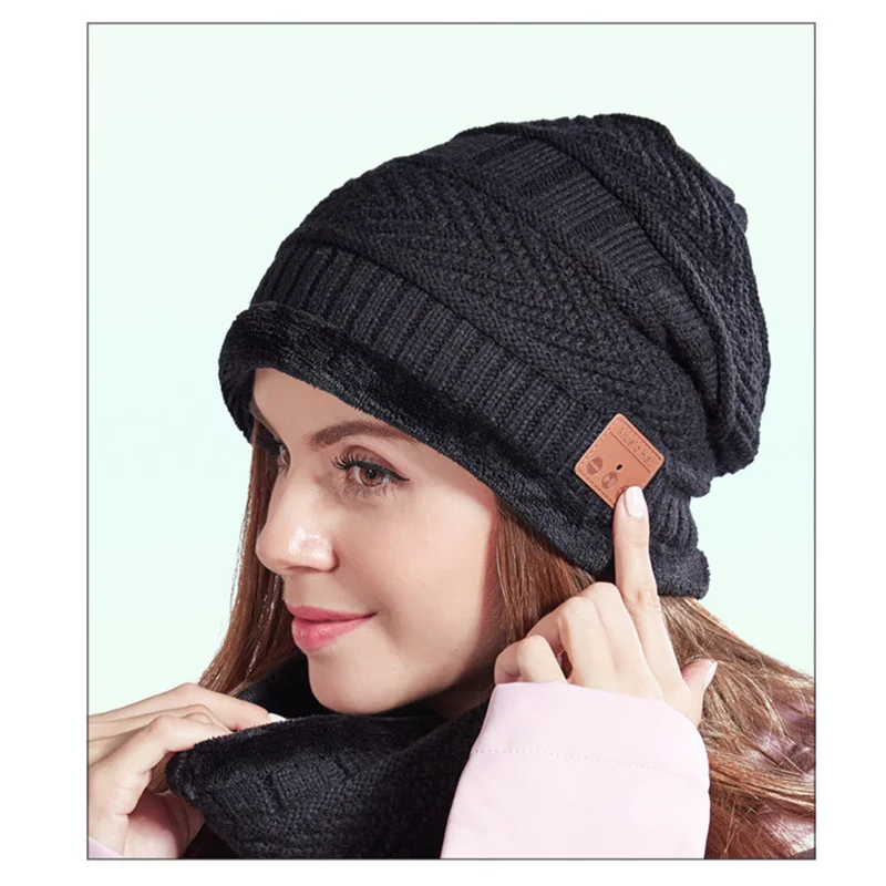 Bluetooth Beanie with Scarf Rechargeable Knit Cap Wireless Hands Free Head Hat Christmas Gift for Men and Women | Спорт и