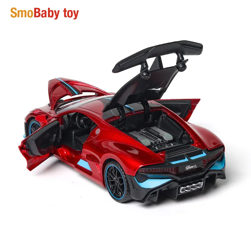 

1/32 Alloy Bugatti DIVO Sportscar Toy Die Cast Pull Back Minicar Sound Light Toys Vehicle Collection model For Children Gift