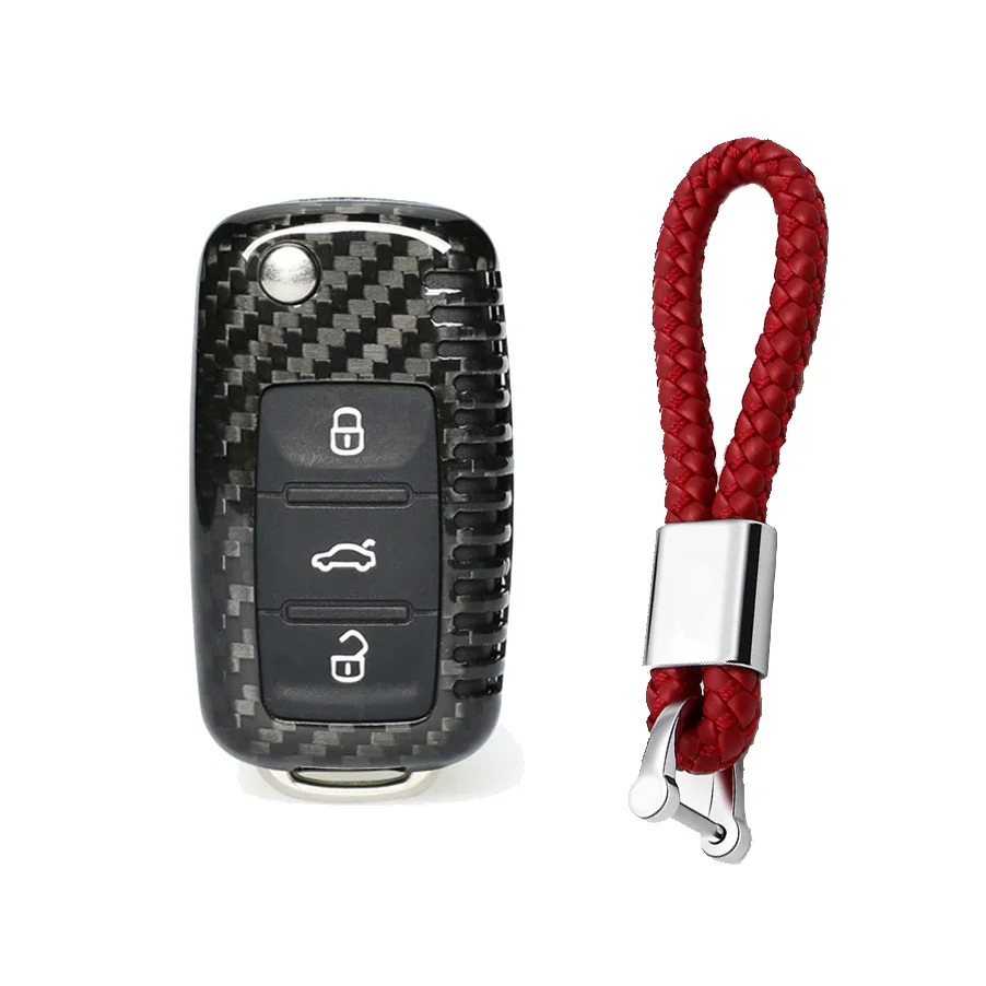 

Carbon Fiber Car Fob Remote Key Case Cover Shell Refit Replacement For Volkswagen Golf Bora Jetta POLO GOLF Passat Car Styling