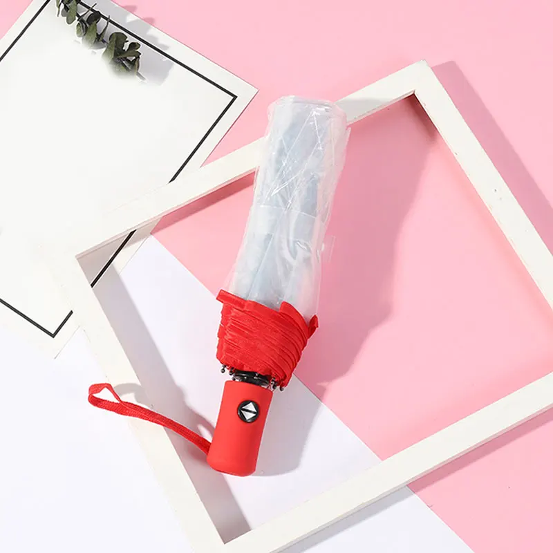 

1PC Automatic Transparent Umbrella Folding Umbrella Rain Women Men Sun Rain Auto Umbrella Compact Windproof Style Clear Umbrella