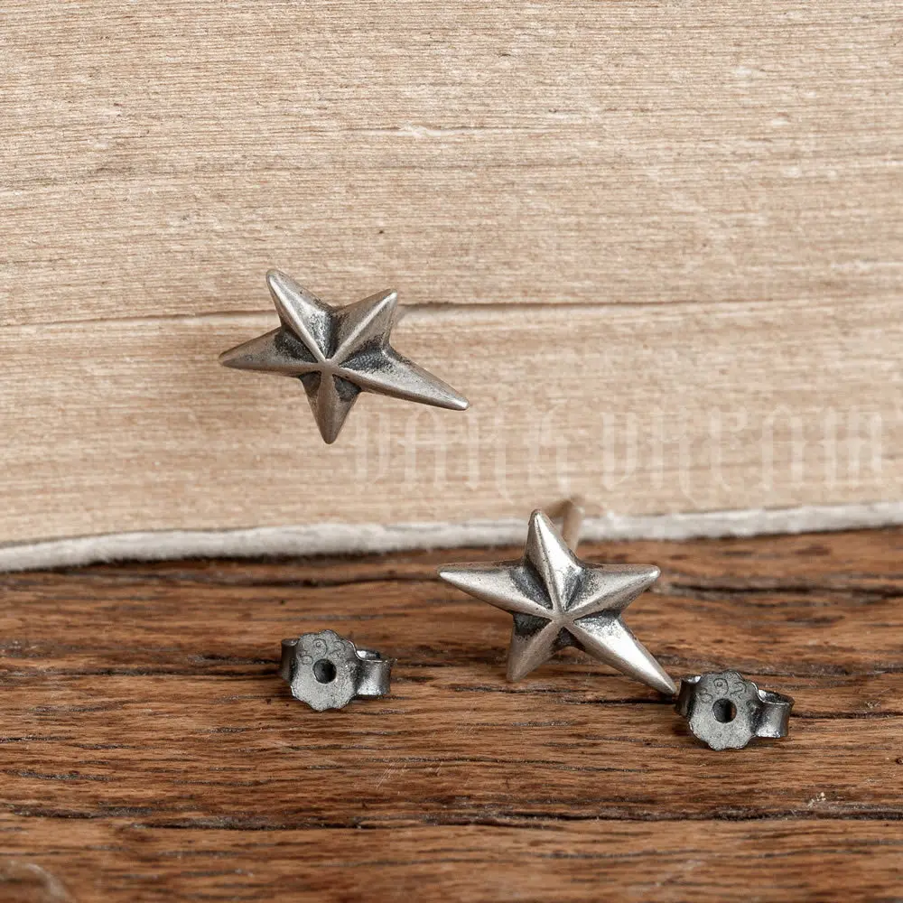 

Vintage 925 Sterling Silver Stud Earrings Five-pointed Star Earrings For Men Women Girls Kid Ear Piercing Body Jewelry
