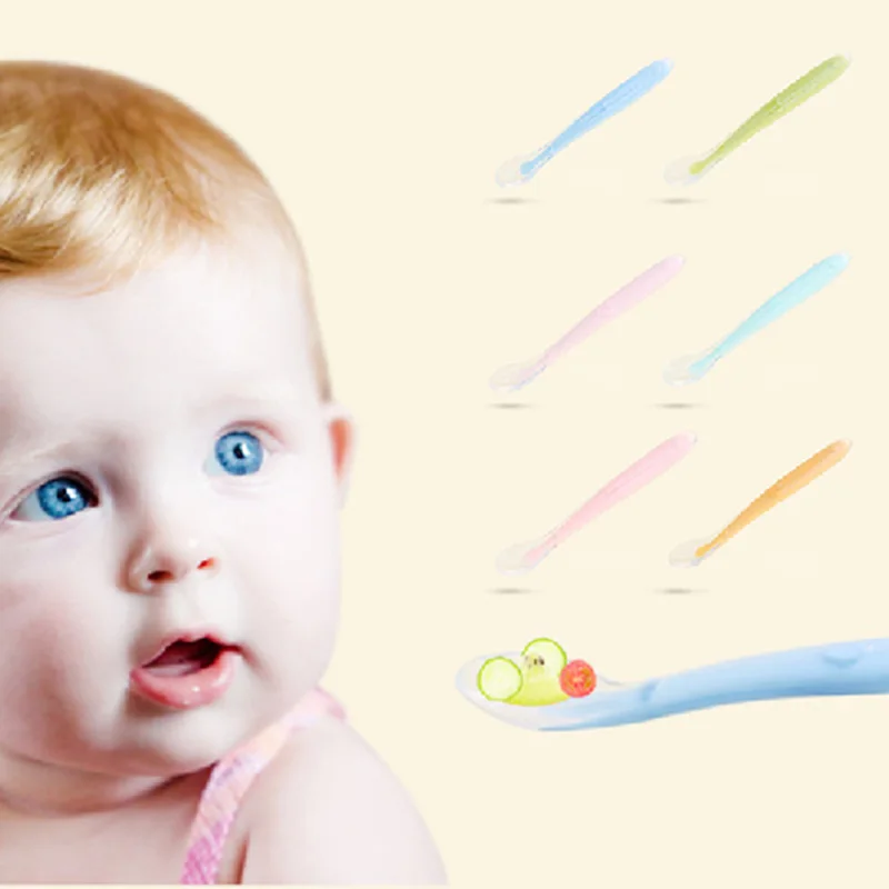 

Hot Sale Baby Soft Silicone Spoon Candy Color Temperature Sensing Spoon Children Food Baby Feeding Tools Kids Training Tableware