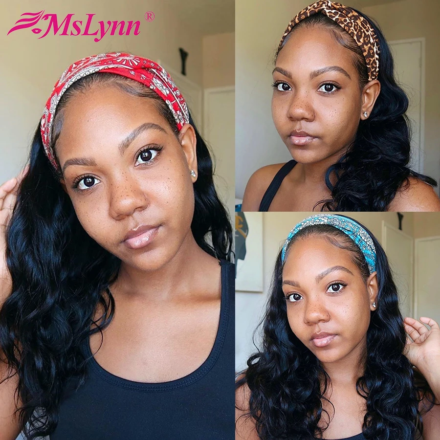 Парик из натуральных волнистых волос Mslynn парик с головной повязкой бразильский