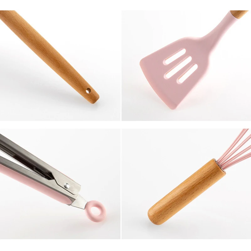 1 шт. Розовые Инструменты для приготовления пищи Премиум силиконовая деревянная