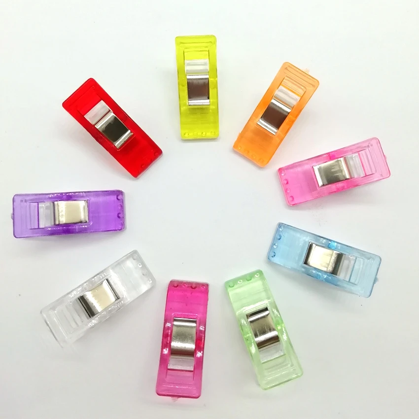 50Pcs High Quality Multicolor Plastic Clips Holder DIY Patchwork Fabric Quilting Craft Sewing Knitting Suspender Clip - Цвет: mix