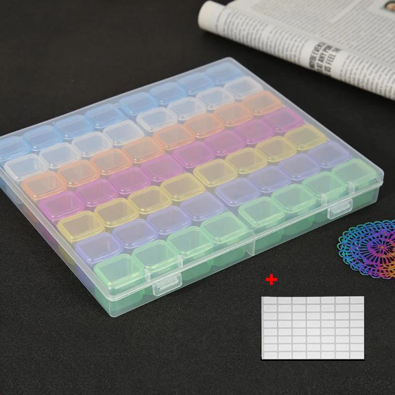 56box stickers 56/28 слотов алмазные аксессуары для рисования коробка, алмазная картина 5d держатель для хранения, broderie Диамант, чехол для вышивки крестом Швейные Инструменты - Цвет: 56box stickers
