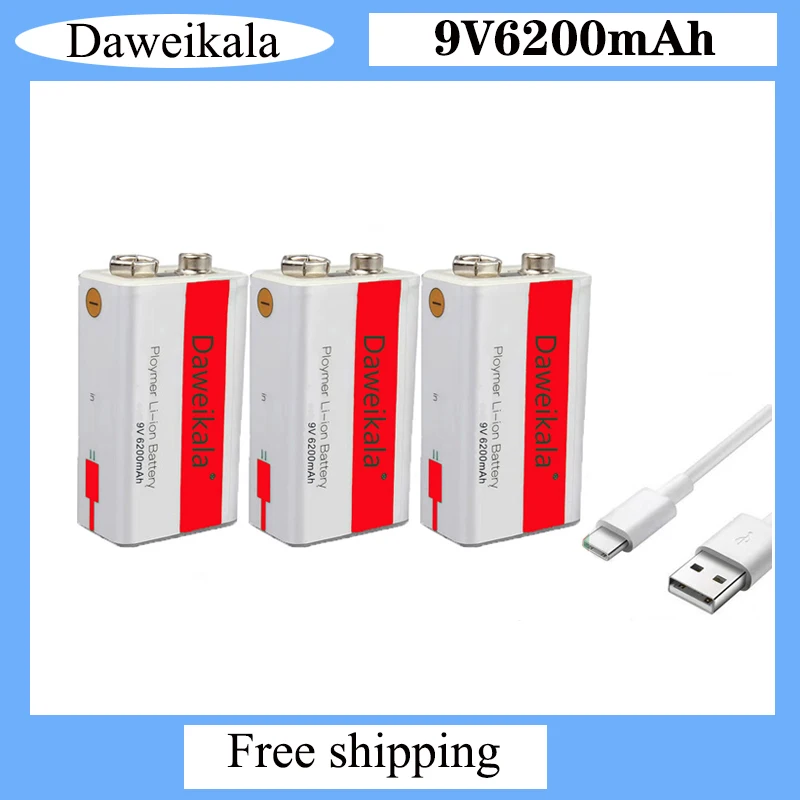 Быстрая зарядка литий-ионный аккумулятор 9 в 620 0 мАч батарея micro USB В мультиметр