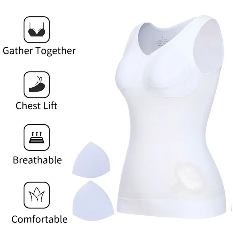 

Women Tank Tops Camis Slim Up Lift Plus Size Bra Body Shaper Removable Shaper Underwear Slimming Vest Corset Shapewear