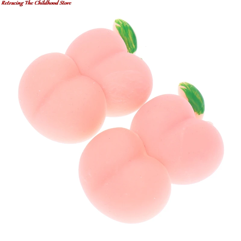 

2Pcs Pinch Decompress Cute Peaches Butt Soft Silicone Decompression Toy