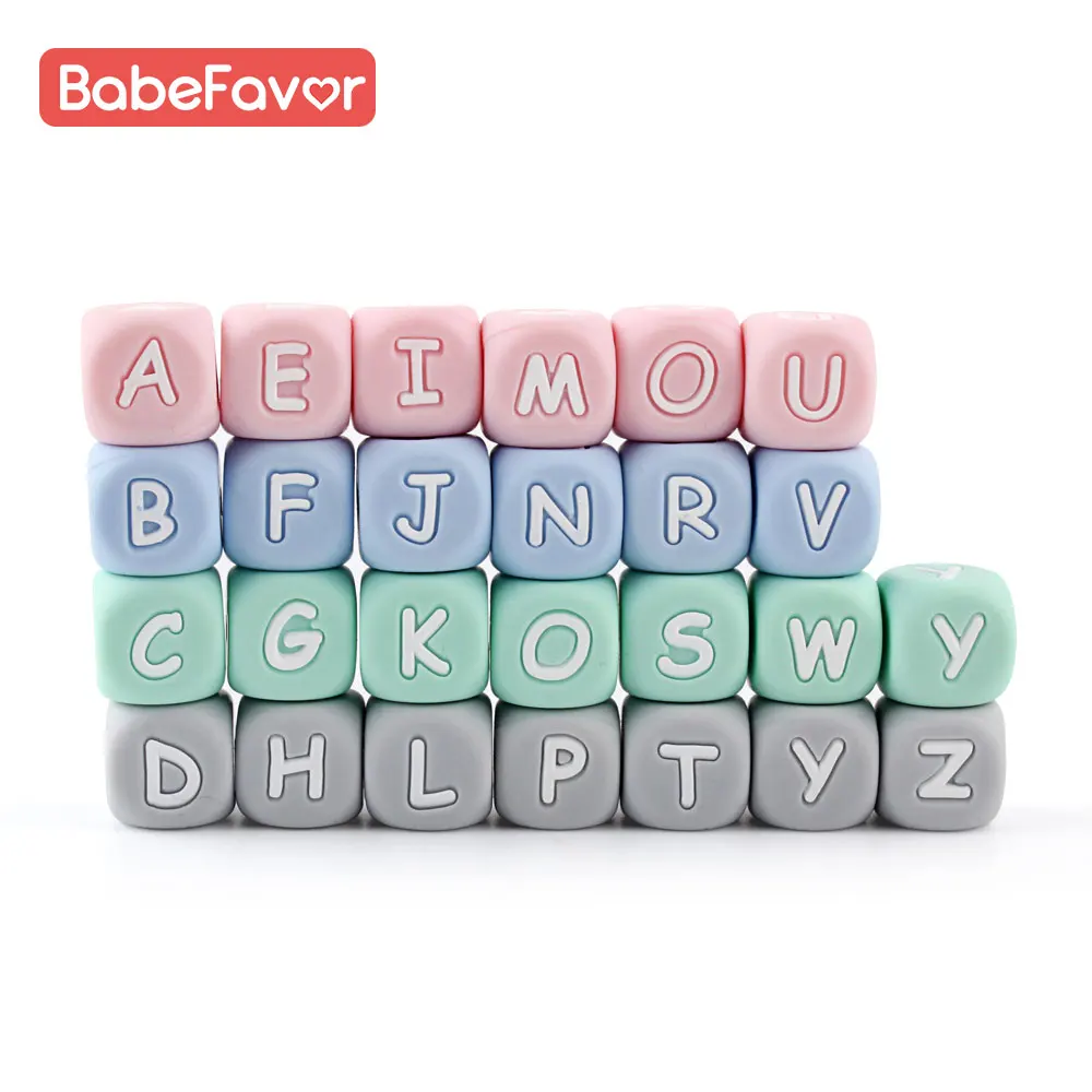 

10pcs 12mm Baby Letter Beads Pearl Silicone Food Grade English Alphabet Baby Teething Teether Bead for Pacifier Chain Rodent Toy