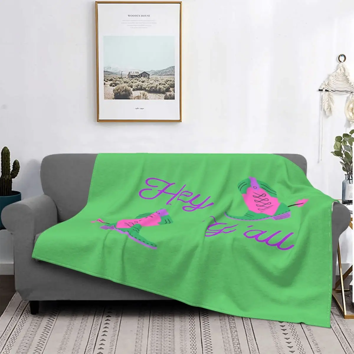 

Manta de vaquero a cuadros para el hogar, colcha térmica de felpa de Anime, color rosa, morado y verde, textil de lujo para cama