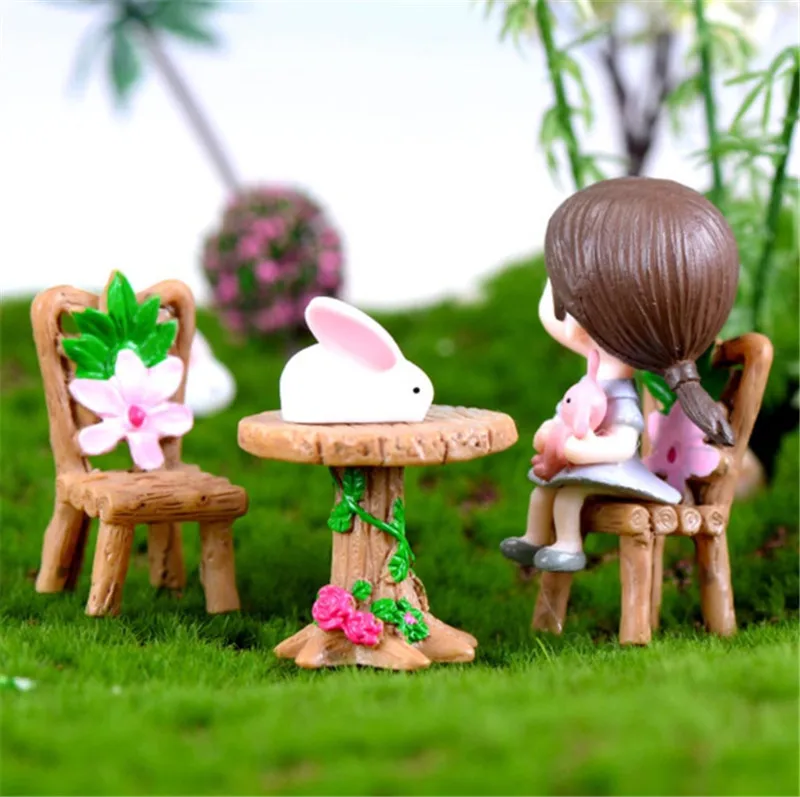 1 шт. миниатюрный скамья табуреты микро пейзажи стул из смолы бонсай суккулентов
