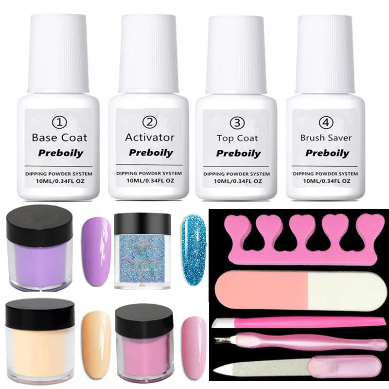 13pcs Set5 4 шт./компл. погружения Системы набор для ногтей Nail Art порошок погружения с Dip база активатор вставка из жидкого геля для ногтей Цвет натуральный сухой без лампа для лечения Ногтей - Цвет: 13pcs Set5