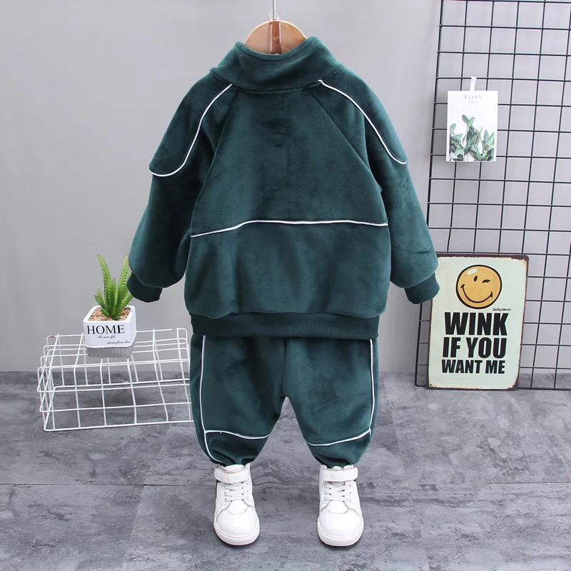 

2020 Boys and Girls Golden Fleece set 1-5 Years Old Fashion Autumn Children's Wear Two-Piece Exercise