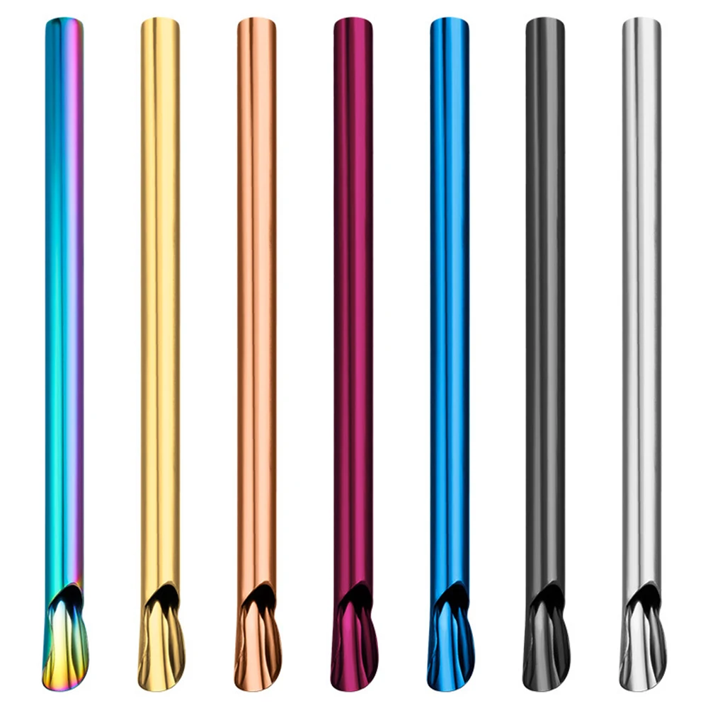 

New Drinking Straw Reusable Metal Straw Set Bubble Tea Straws 304 Stainless Steel Smoothie Milk Shake Straws Stirring Spoon