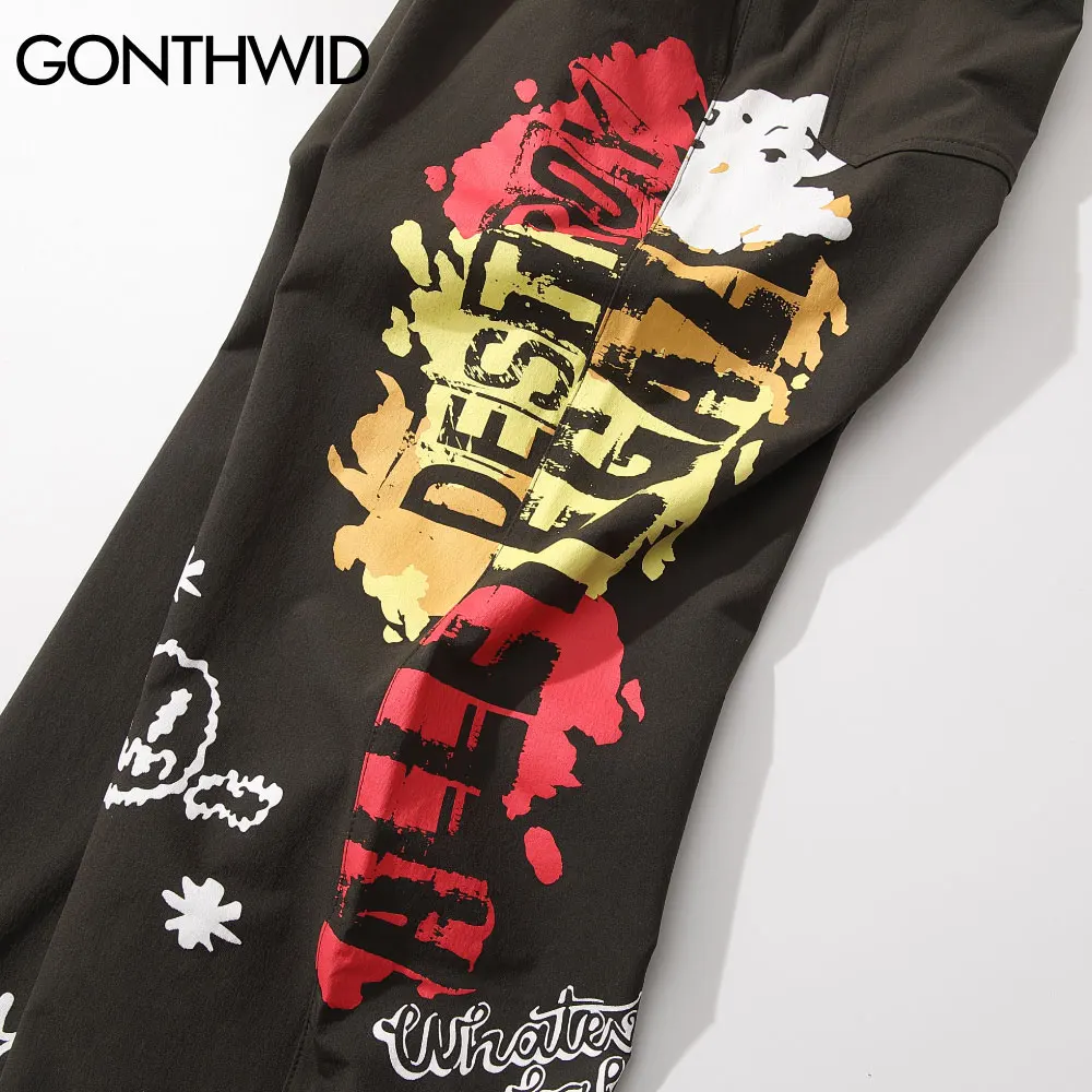 

GONTHWID Hip Hop Casual Pants Men Graffiti Letter Print Harem Joggers Pants Fashion Loose Baggy Streetwear Harajuku Trousers