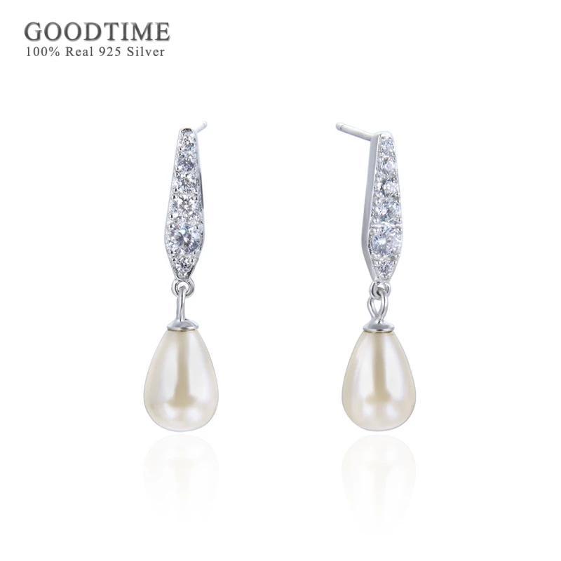 

Серьги женские из серебра 100% пробы, с жемчугом и цирконием