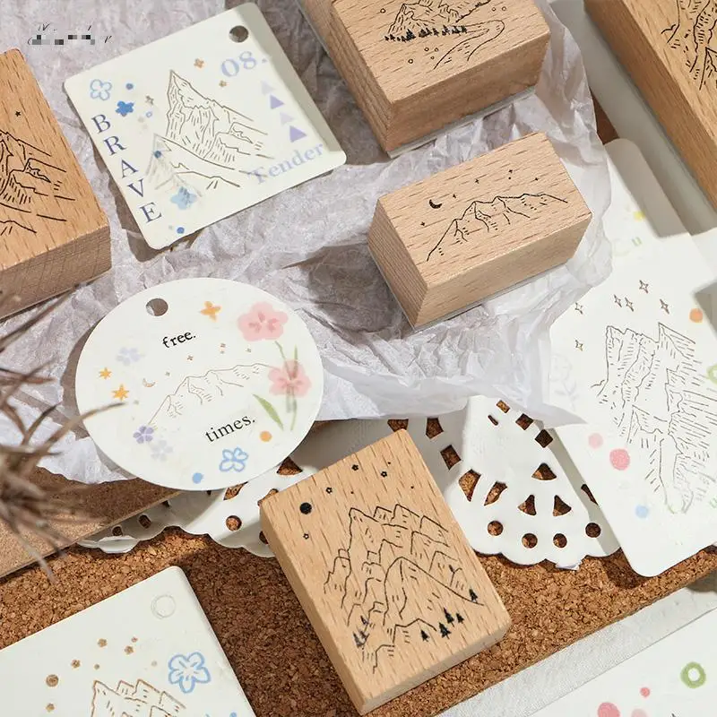 1 комплект винтажная горная серия штамп DIY деревянные резиновые штампы для stationery