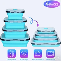 eco friendly silicone portable bowl bento colorful folding microwave heating outdoor food storage container lunch box