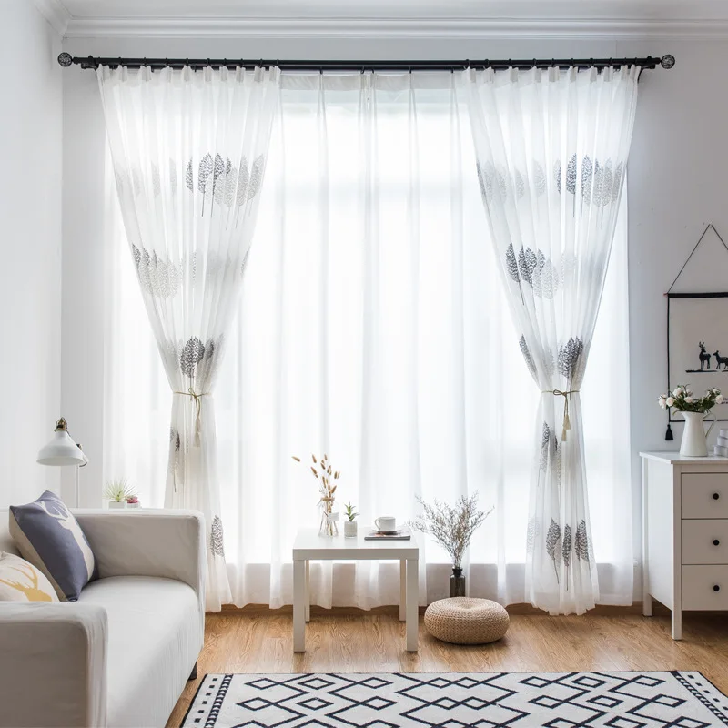 Вышитые прозрачные Занавески для Европейского Серого тюля вуаль занавески
