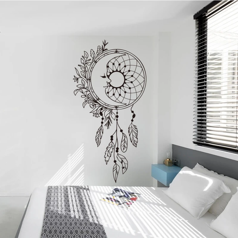 

Dreamcatcher Wall Sticker Vinyl Removable Decals Creative Beautiful Flower Sticker For Bedroom Living Room House Decor