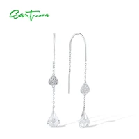 santuzza genuine 925 sterling silver drop earrings for women white cubic zirconia elegant daily wear dangle brincos fine jewelry
