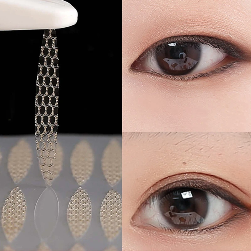 

240pcs/5 Packs Gauze Mesh-Lace Invisible Double-fold Eyelid Sticker Transparent Invisible Self-adhesive Eyelid Tape Sticker