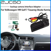zjcgo hd reversing rear camera for volkswagen vw golf 7 touareg skoda kamiq interface adapter backup display improve decoder