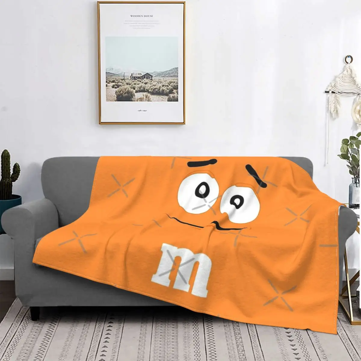 

Оранжевое одеяло для лица M & M, покрывало для кровати, плед, диван, пляжное одеяло, толстовка, одеяло