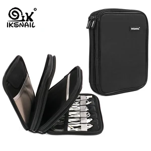 iksnail cable organizer bag electronics accessories travel usb drive bags 3 layers grooming kit winder management storage case free global shipping