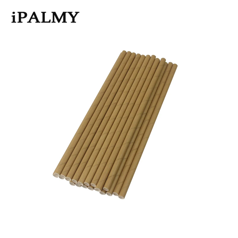 Ipalmay 200 штук коричневые крафт-бумажные биоразлагаемые трубочки питьевые