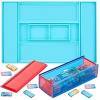 dominoes storage box resin mold jewelry storage case holder mold slide box silicone mold case epoxy for diy home decoration