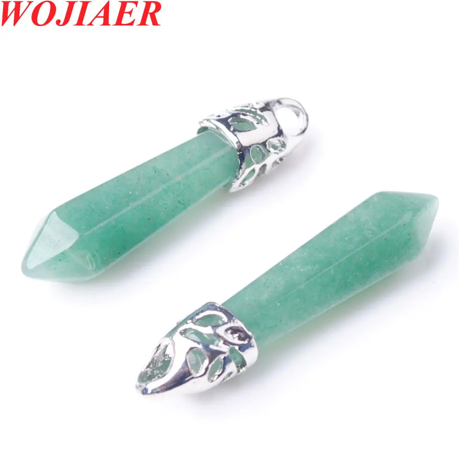 

2PCS Natural Hexagonal Aventurine Gem Stone Charms Pendant Findings for Jewelry Making Women Necklace Earrings DIY PZ9014