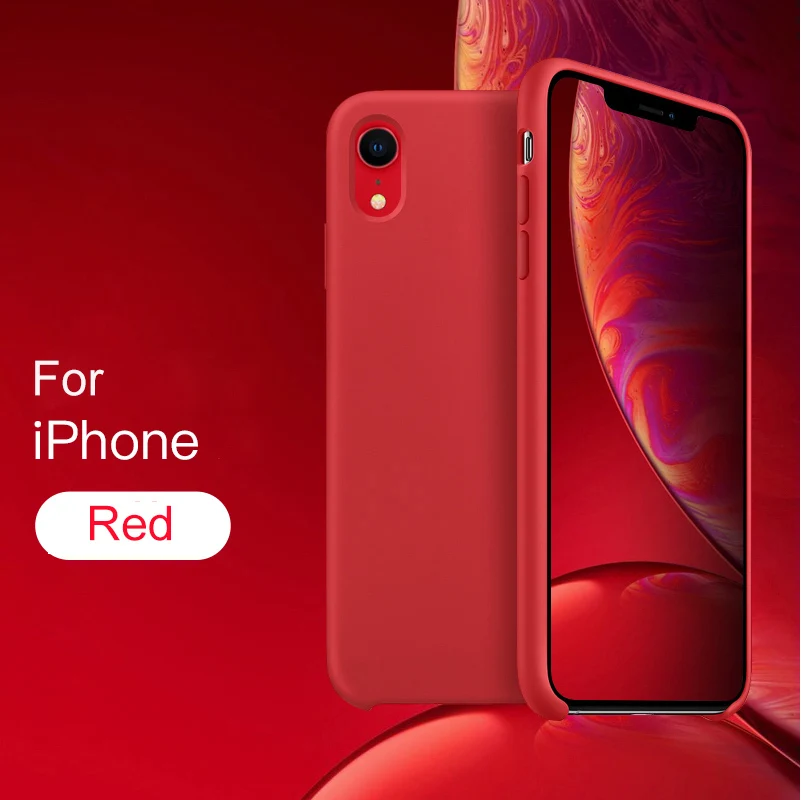 Red Официальный силиконовый чехол для iPhone 11 Pro MAX XR X Xs MAX чехол s для apple iPhone 7 8 Plus 6 6s 5 5S SE чехол с логотипом - Цвет: Red