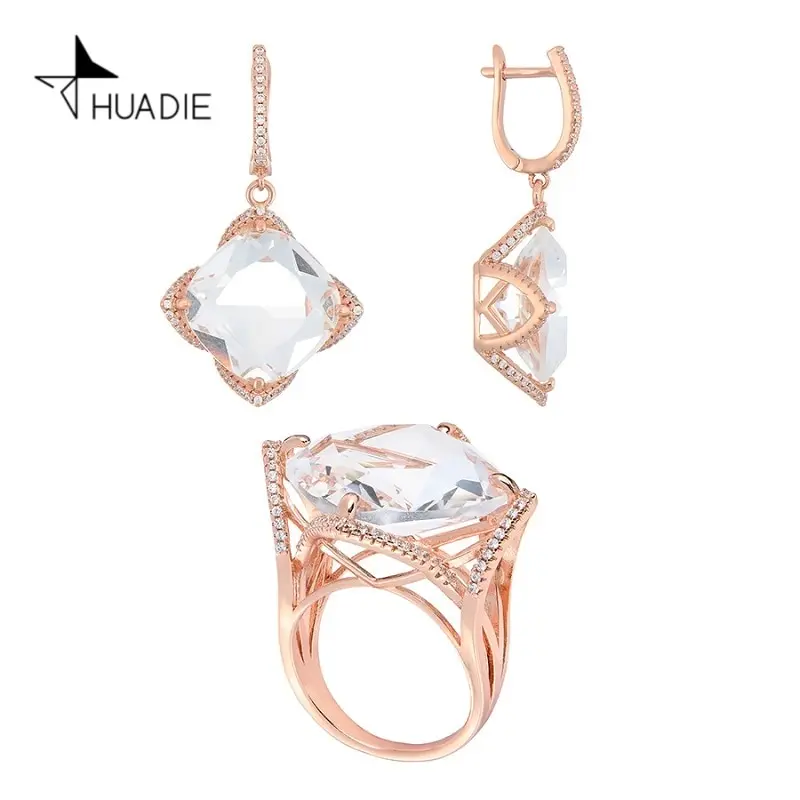 HUADIE набор бижутерии с цирконами для женщин. Необычные женские висячие серьги и