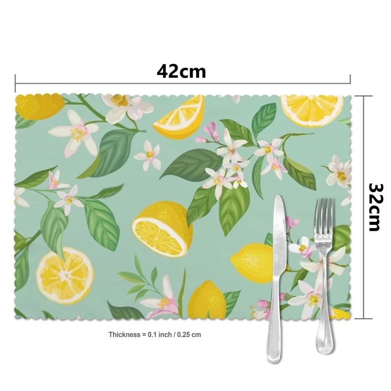 Набор из 6 предметов: коврик для обеденного стола фруктов лимона | Дом и сад