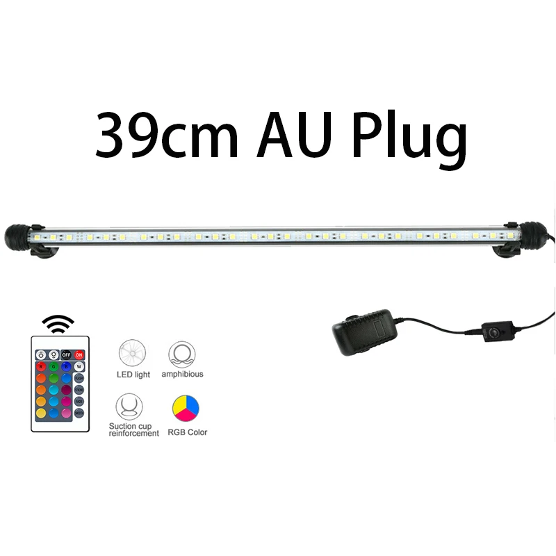 39cm AU Plug 19/29/39/49 см светодиодный аквариум светильник погружной воздушный пузырь лампа дистанционного Управление RGB Водонепроницаемый светильник - Цвет: 39cm AU Plug